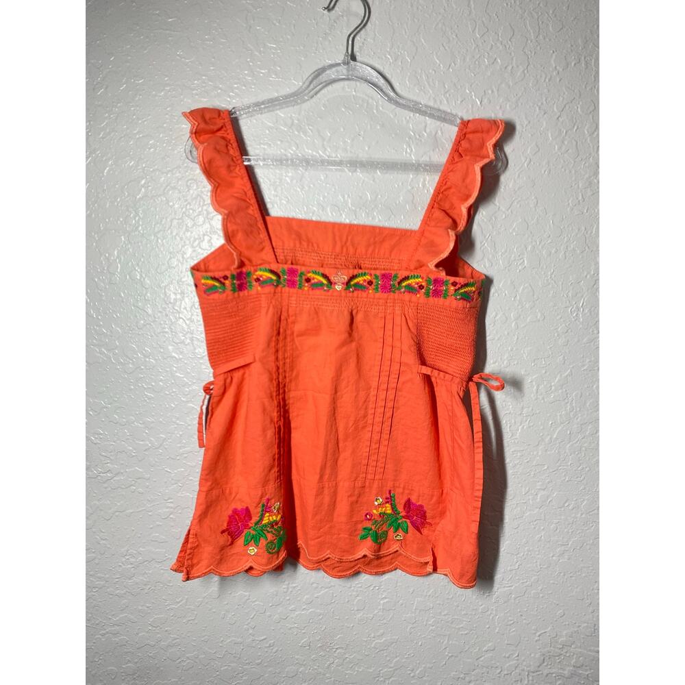 Juicy Couture Y2k Peasant Top Cotton  Embroidered Boho Whimsy Sz 2 - Picture 6 of 8